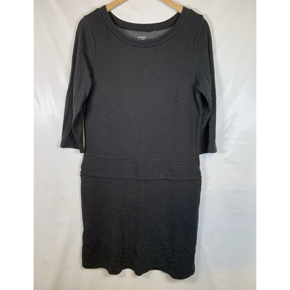 Toad & Co Nixi Dress Jersey Drop Waist 3/4 Sleeve Zip Pocket Gray Womens Size XL - Picture 2 of 9